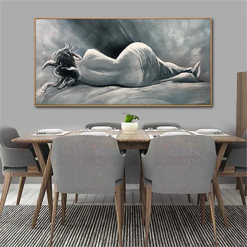 Moderne Frau Schlafender Körper Rückenansicht Kunst Porträt Dekoration Ölgemälde Poster und Druck Raum Leinwand Dekoration Gemälde