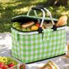 Oxford Fabric Portable Picnic Basket with Handle Foldable Insulated Cooler Bag for Outdoor Camping Storage and Grocery Shopping