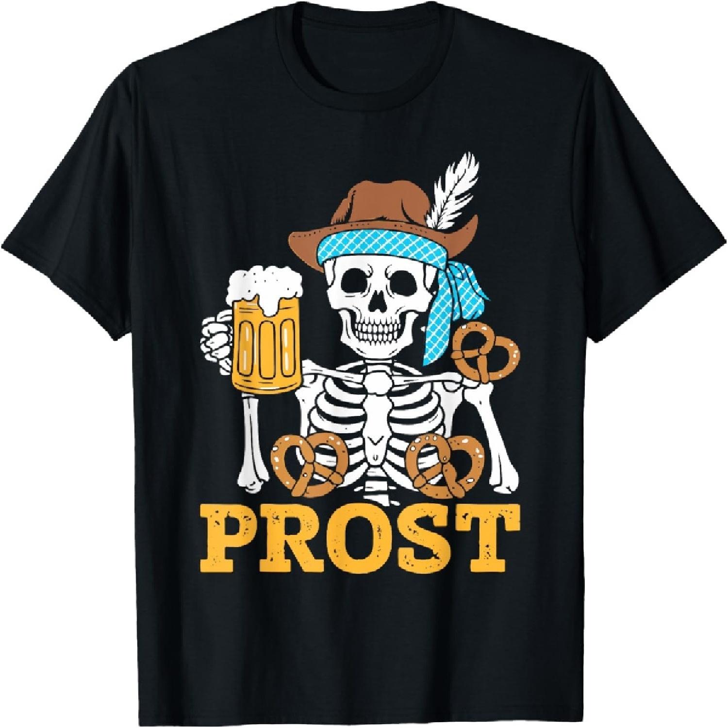 Prost Skeleton Bavarian Octoberfest Beer German Halloween T-Shirt XXXXXL разноцветный