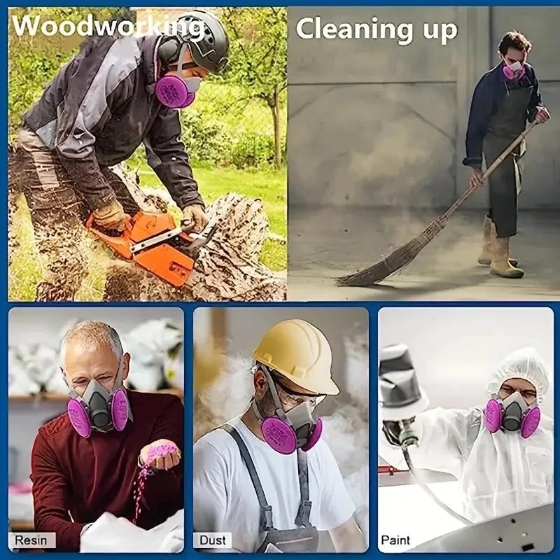 6200 Dust Gas Respirator Half Face Dust Mask With 2097 Filter For Painting Spraying Organic Vapor Welding Grinding Work Safety