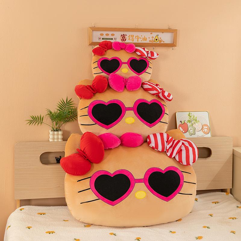 Kawaii Plush Hello Kitty Stuffed Doll Black Cat Sunglasses Cute Cool Pillow Kids Birthday Xmas Gift Stuffed Animal Toy Children