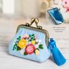 Floral Clasp Purse Embroidery Kit DIY Coin Purse with Pattern & Stitch Guide All-in-One Set for Adult Beginners Handmade Craft