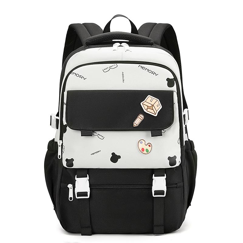 Women's Contrast Color Stitching Backpack Junior High School Student Schoolbag Lightweight Backpack