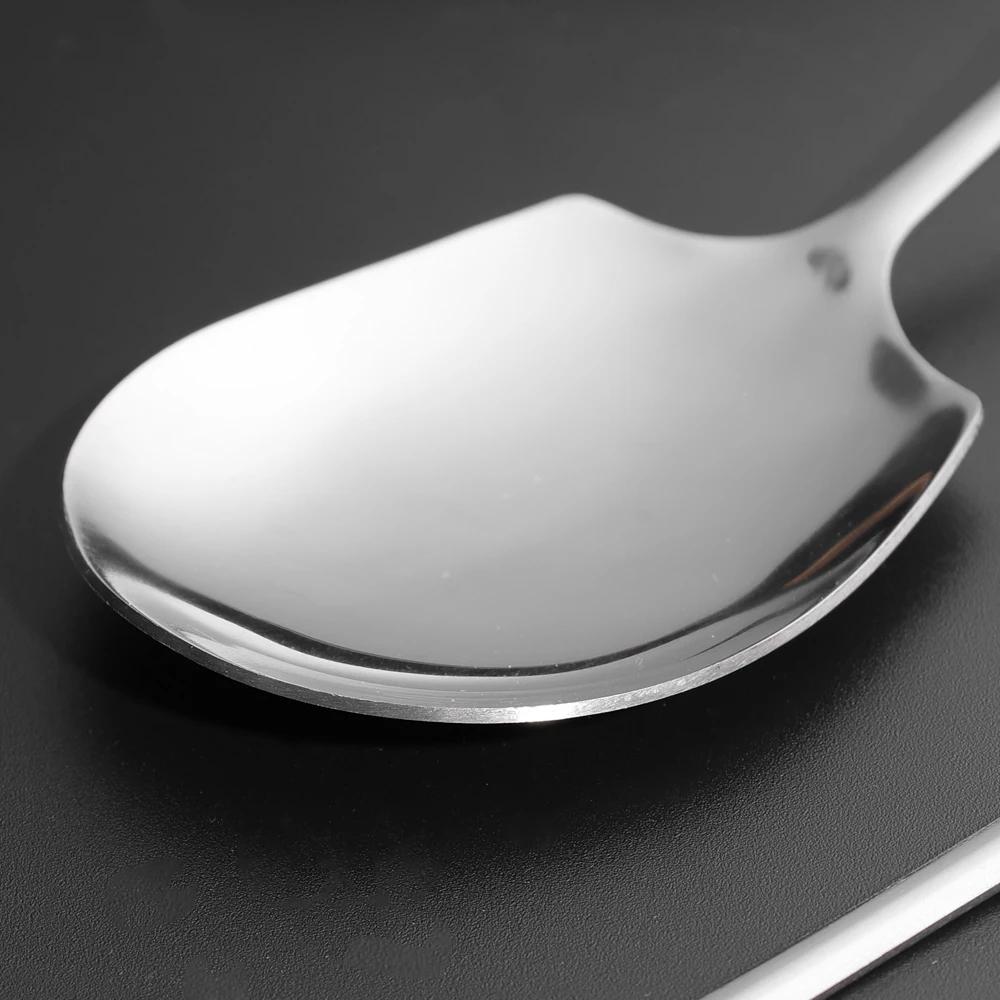 2/1Pcs Large Stainless Steel Spoon Long Handle Soup Spoons Round Scoops For Dinner Dessert Hot Pot Colander Kitchen Tableware