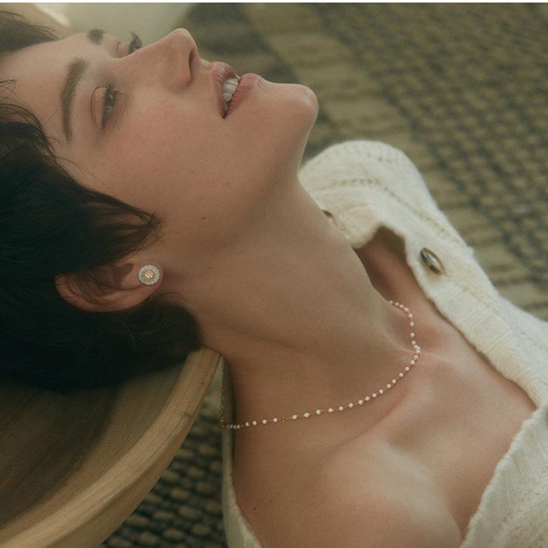 Simple Bead Pearl Choker Necklace Crystal Leaf Tassel Chain Necklace For Women Fashion Sex Jewelry Prom Accessories