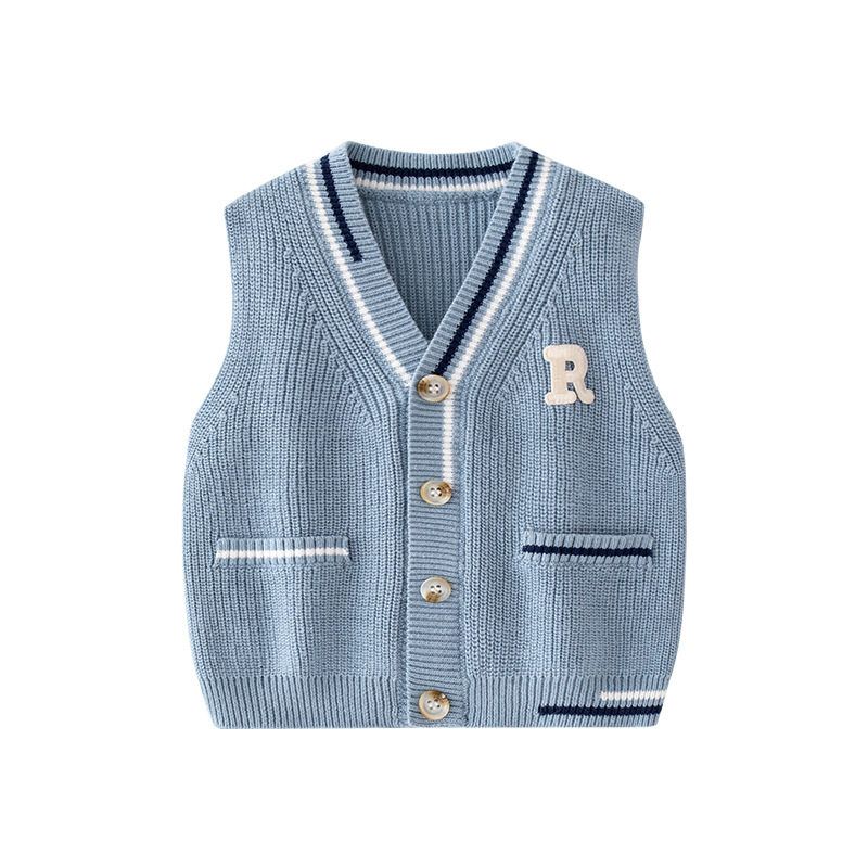 Children's Clothing Kids V Neck Vest Sweater Autumn and Winter Boy's Knitted Sweater Vest Bottoming Shirt Baby Boy Sleeveless Cardigan