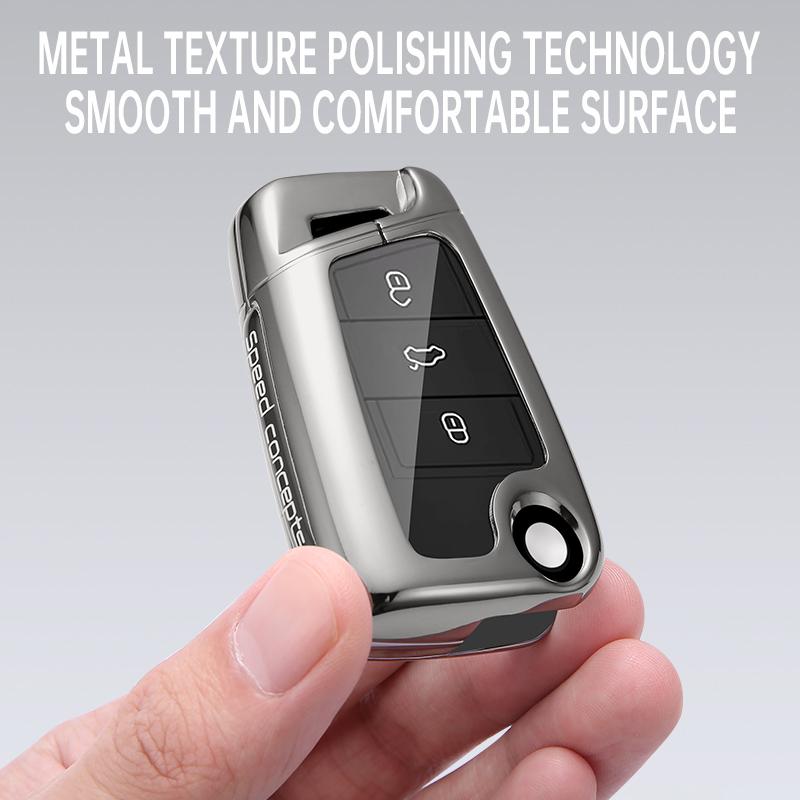 Zinc alloy Car Key Case Cover Fob For VW Volkswagen Golf 7 MK7 Tiguan MK2 For SEAT Ateca Leon FR 2 Ibiza For Skoda Octavia