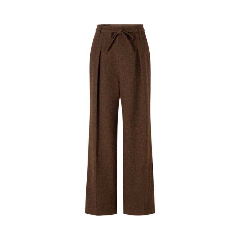 Jiu Zi·Anna Co Women's Pure Wool Belted Wide-Leg Pants