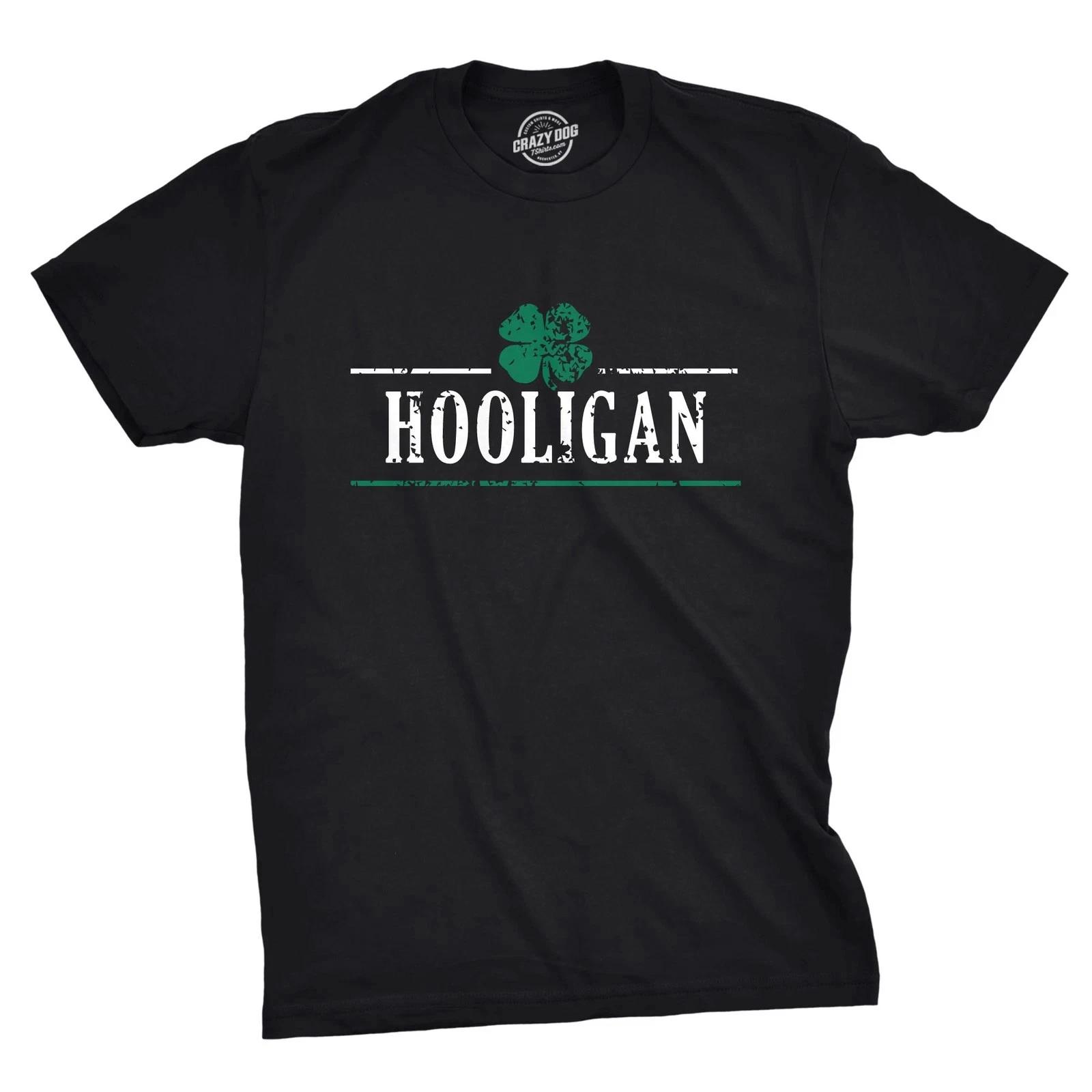 Mens Irish Clover Hooligan T-Shirt Funny Saint Patricks Day Lucky Irish Tee S