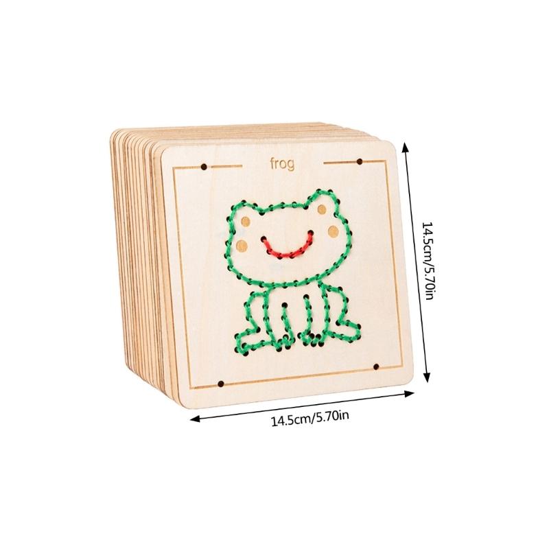 Educational Wood Lacing Toy Embroidery Lacing Board Sensory Toy For Kids Toddler Preschooler Boy Girl Birthday Present
