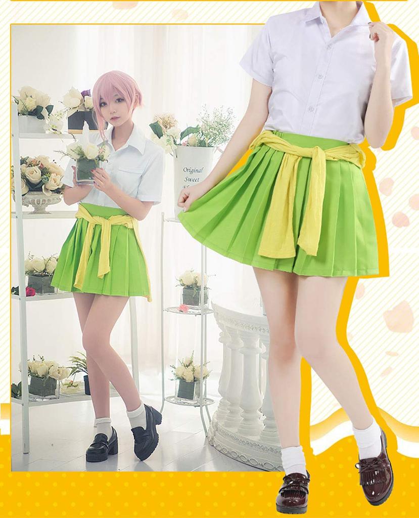 [Milky Time] The Quintessential Quintuplets Nakano Ichika, Nino Miku, Yotsuba Itsuki Cosplay Set with Wig, Halloween (M, Ichika Set)