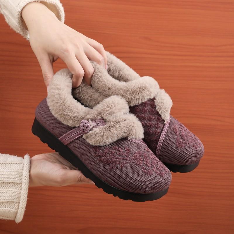 Хлопковая обувь женская 2025 зима новая старая пекинская тканевая обувь женские хлопковые туфли с набивным утолщением материнские хлопковые сапоги теплая обувь на мягкой подошве 35 2719₽