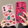 Cartoon Merry Christmas Pattern Matte Cover For iPhone 16 Pro Max 15 Plus 14 Pro 13 12 11 XS XR 17 Soft Silicone Len Protection Shockproof Phone Case