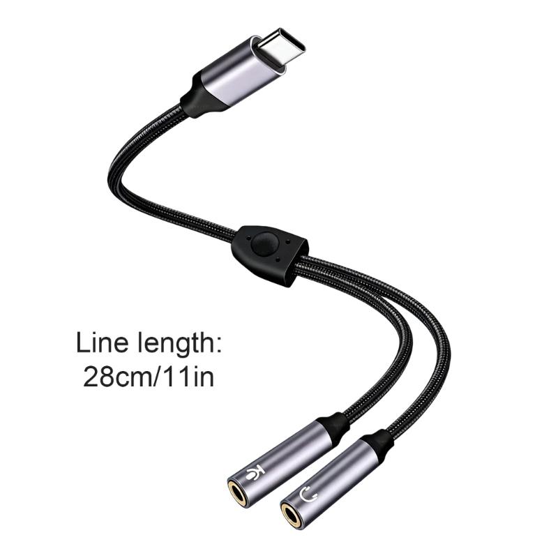 Type C To Double 3.5mm Sound Cable Universally Compatibility Suitable for Speakers Headphones Car Sound Systems