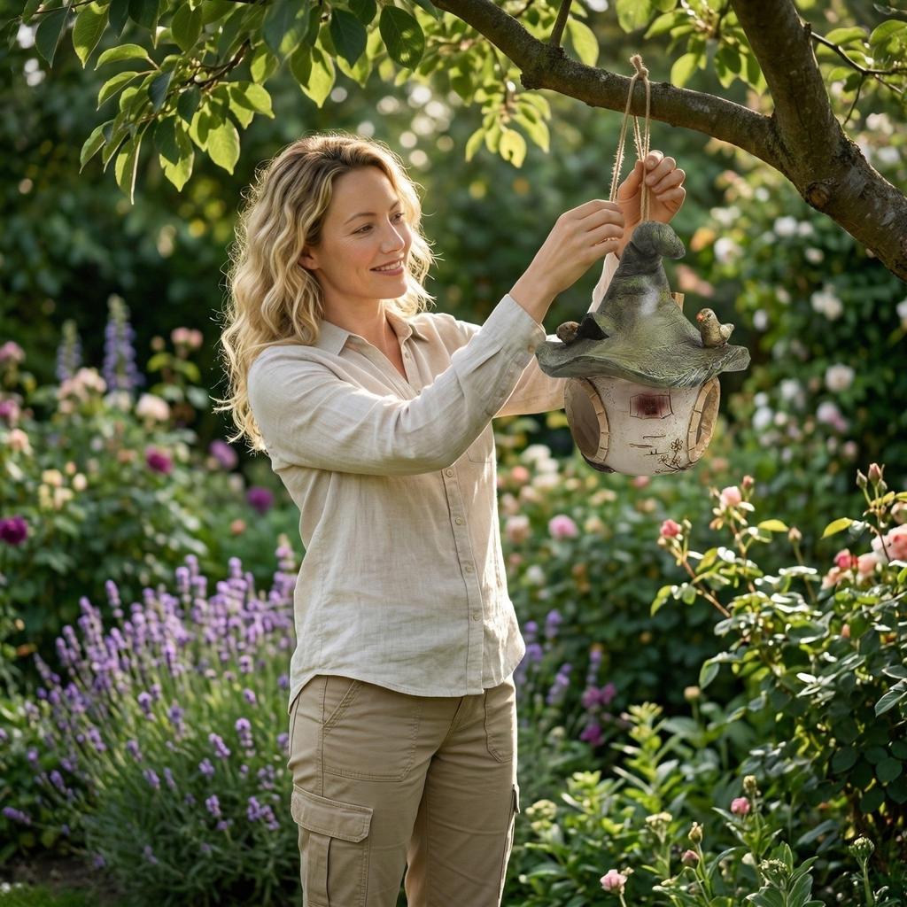 This Hanging Tree-shaped , A Warm And Cozy Outdoor Patio Resin Decorative Bird Feeder, Is The Perfect Choice For Garden And Patio Enthusiasts.
