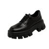 Fashion Women‘s British Style Leather Single Shoes Spring Autumn 2024 Loafer Shoes Retro Heightened Thick Bottom Platform Lace-up Shoes