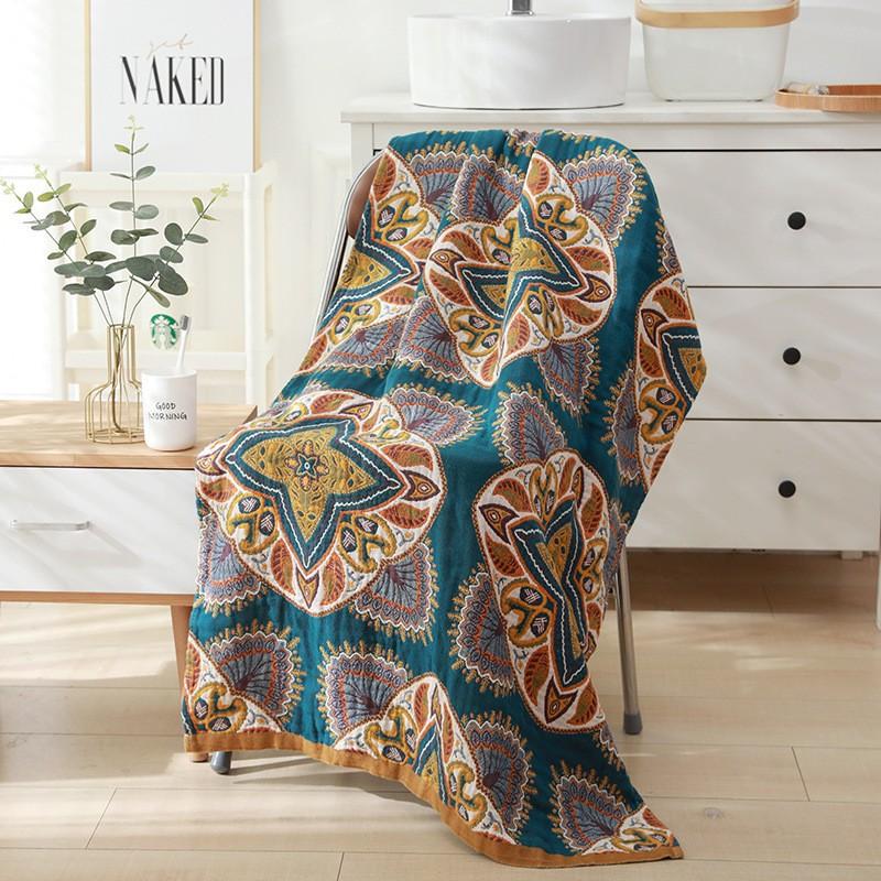 China Colored Jacquard Pure Cotton Four-Layer Gauze Bath Towel Men Women Extra-Large Adult Beach Towel Soft Absorbent