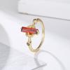 Elegant Vintage Red Zircon Ring Gold Color Leaf Rings For Women Retro Inspired Statement Party Jewelry Gifts For Daily Wear