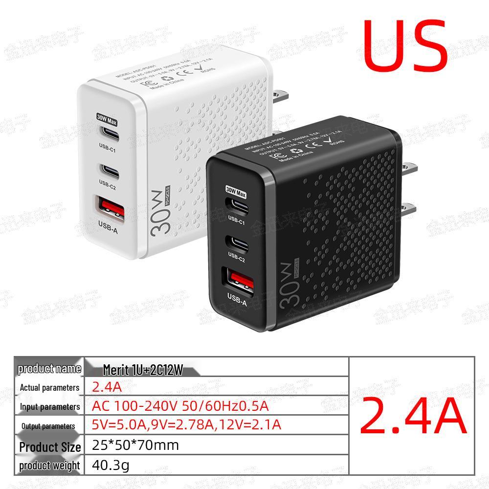 30W Dual-Port Fast Charger Type-C & USB (EU/US)
