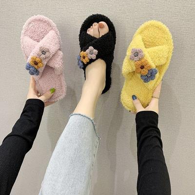 Weiche Plüsch Baumwolle Niedliche Hausschuhe Schuhe Paar Unisex Rutschfeste Boden Indoor Zuhause Pelzige Hausschuhe Damenschuhe Für Schlafzimmerdf4