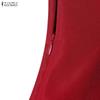 ZANZEA Women Elegant Square Collar Casual Short Sleeve Dress