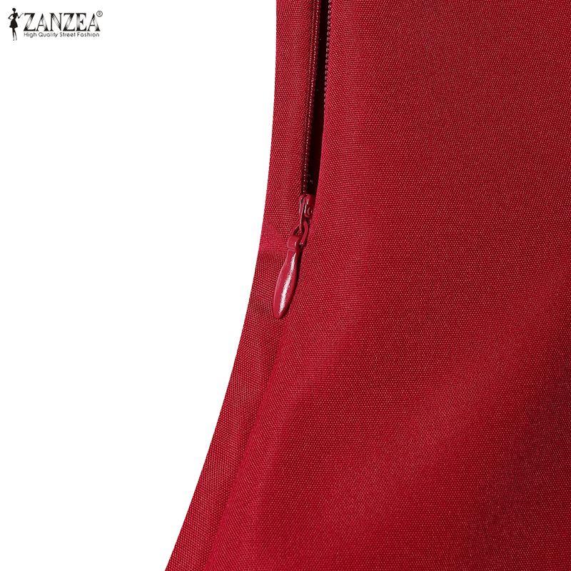 ZANZEA Women Elegant Square Collar Casual Short Sleeve Dress