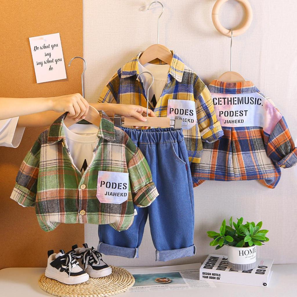 0-5-year-old Boys' Long Sleeved Suit, Children's Checkered Shirt Jacket, Boys' Fashionable Suit