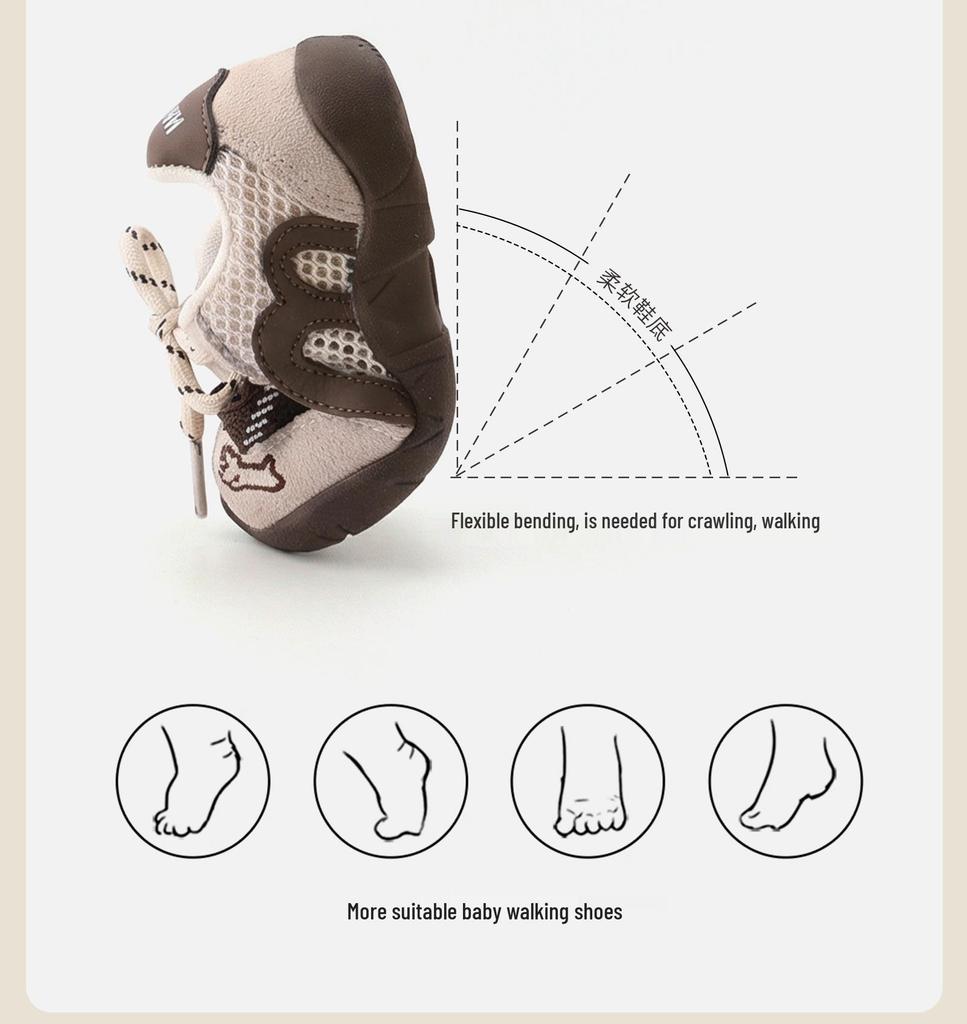 Breathable Mesh Outdoor Running Shoes for Children 10 Months to 3 Years - Boys' and Girls' Spring Soft-Soled Sneakers