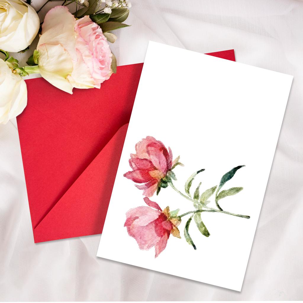 1 Watercolor Flower Series Greeting Card Envelope Set Universal Handwritten Greetings Message Card Gift Thank You