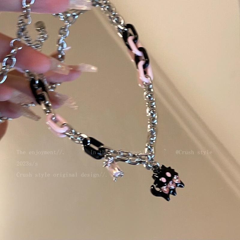 Cat~ Kitten Zircon Double Necklace Girls Versatile Stacked Accessories Premium Design Niche Clavicle Chain
