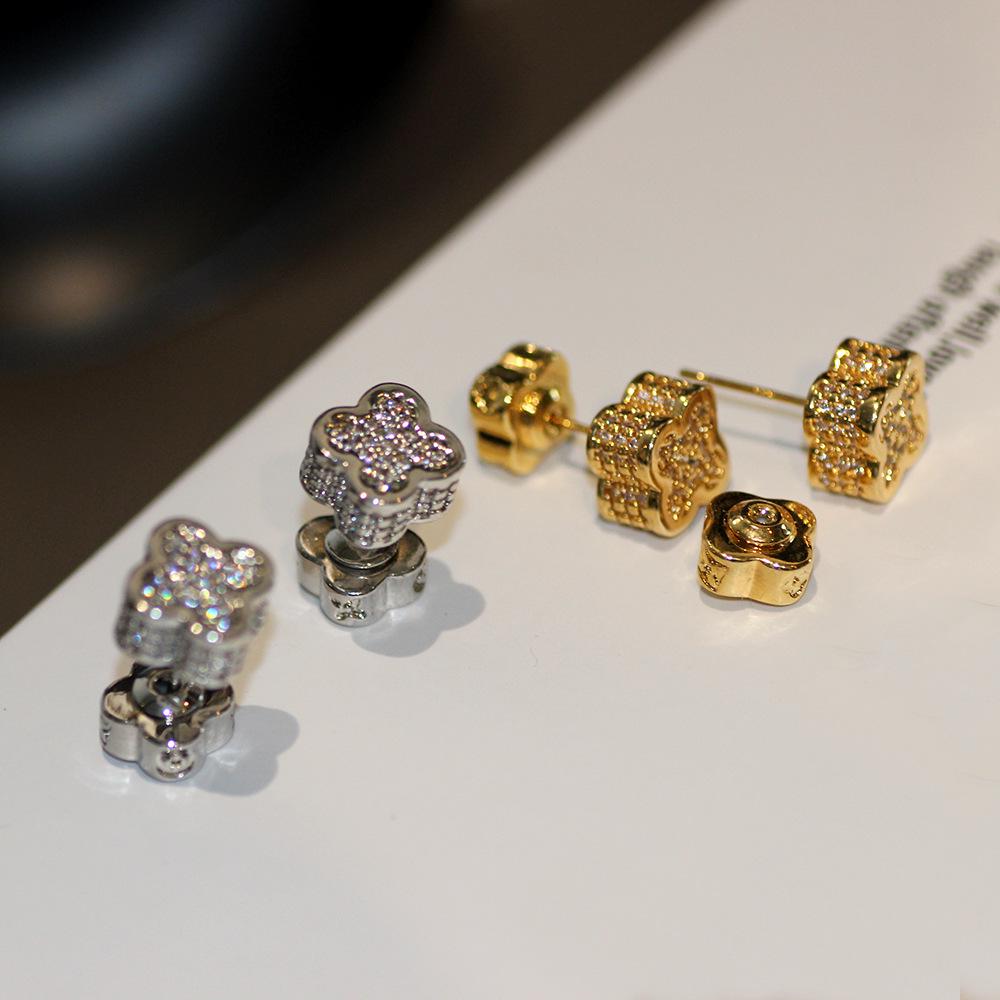 Damen High-End Modeschmuck 925er Silber Stecker mit elegantem Vorder- und Rückseitendesign