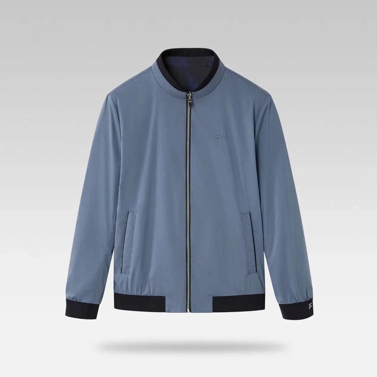 

Men s Autumn Double-Sided Casual Stand-Up Collar Jacket M синий/серый