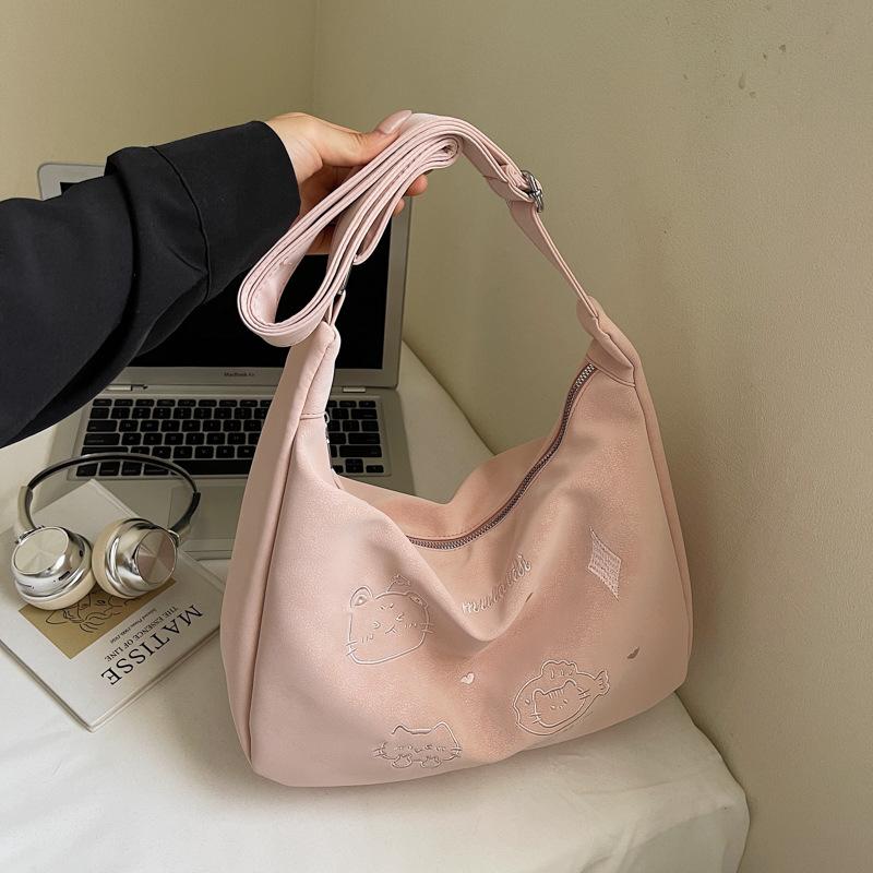 Large capacity bag women's summer new fashion niche shoulder messenger bag texture commuter dumpling bag