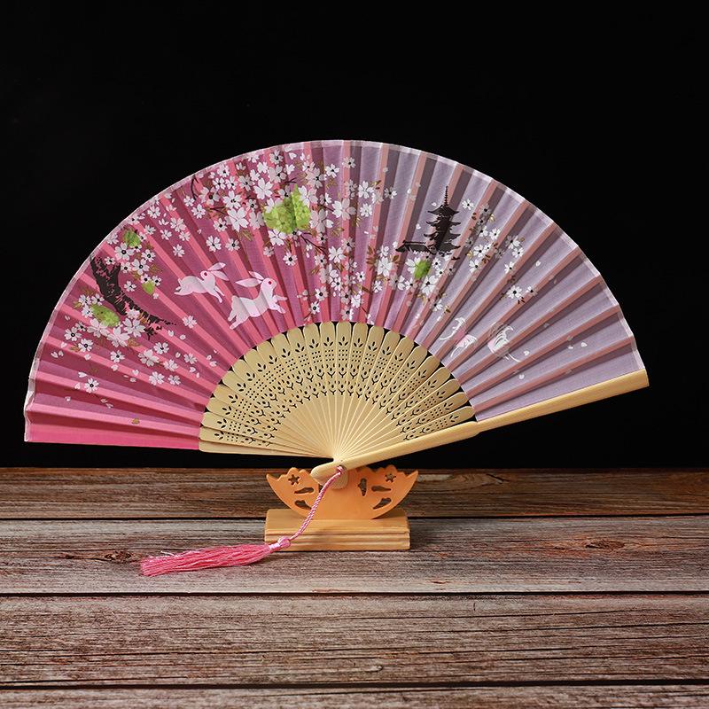 

Складной веер из бамбука, дизайн Green Smile, элегантный женский танцевальный веер, идеальный подарок для студента