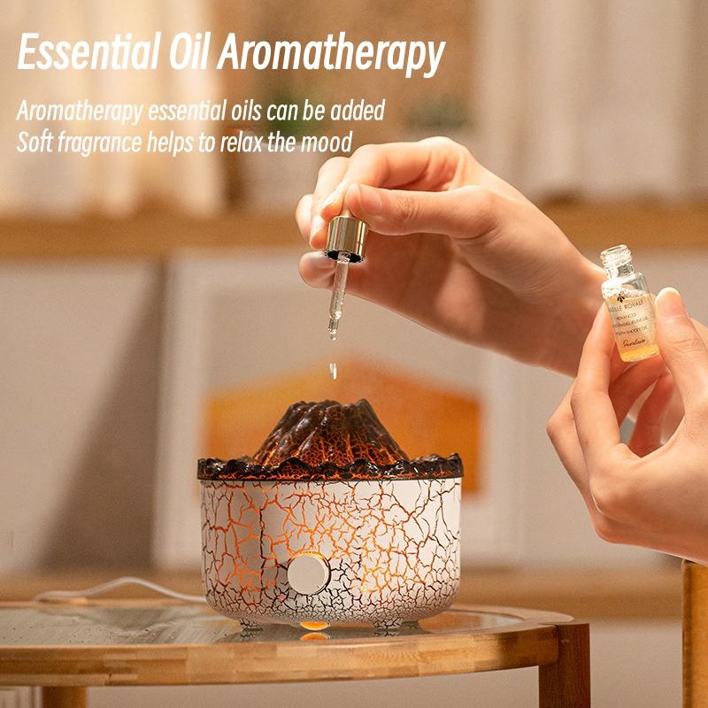 Xiaomi Ultrasonic Lava Volcano Air Humidifier Aromatherapy Essential Oil Diffuser with Fire Flame Light Remote Control for Home Office