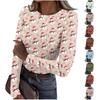 Women's Casual Christmas Print Long Sleeve Top for Holiday Party and Everyday Wear
