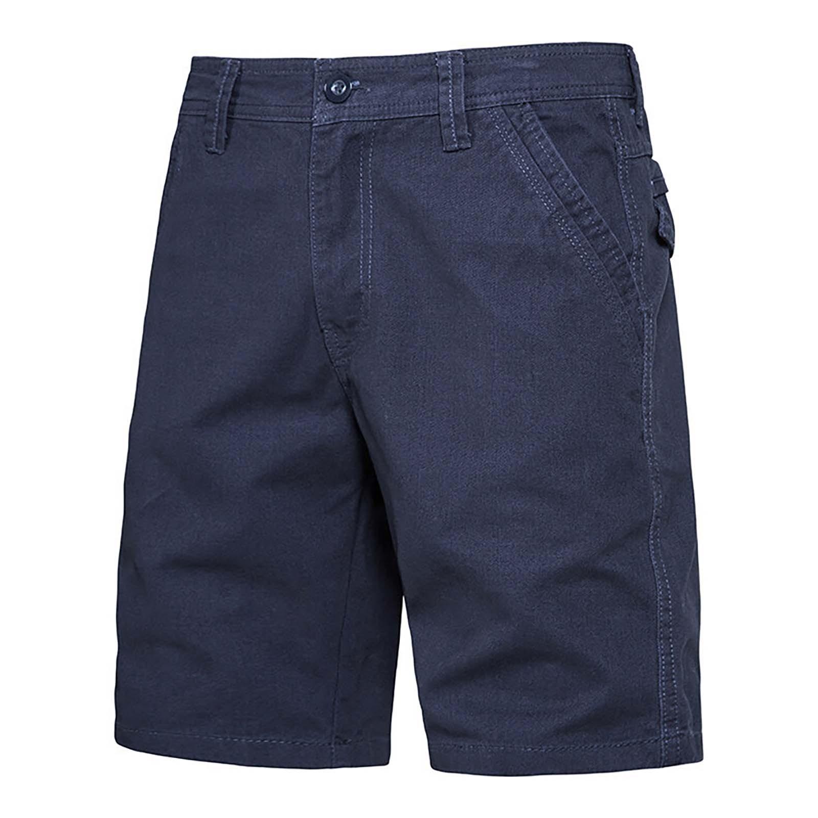 

Мужские повседневные брюки, износостойкие, прямого покроя, свободного кроя, со множеством карманов, пятидюймовые брюки средней длины 36 тёмно-синий