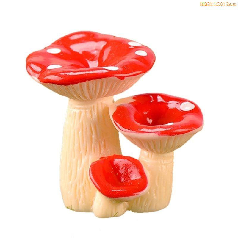 K1AE Miniature Resin Mushroom Figurine Decorative Mini Sculpture for Home Garden Yard Lawn Decoration Accessories