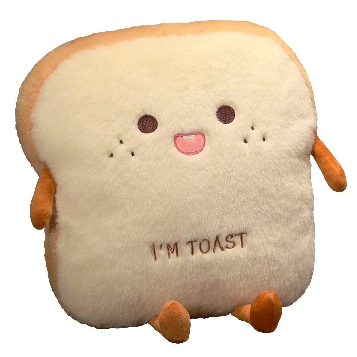 Toast Brood Pluche Kussen, Brood Gevuld Kussen, Voedsel Pluche Kussen Met Handzak Geweldige Cadeaukeuze Voor Kinderen Volwassenen 45Cm 35X45X15cm beige