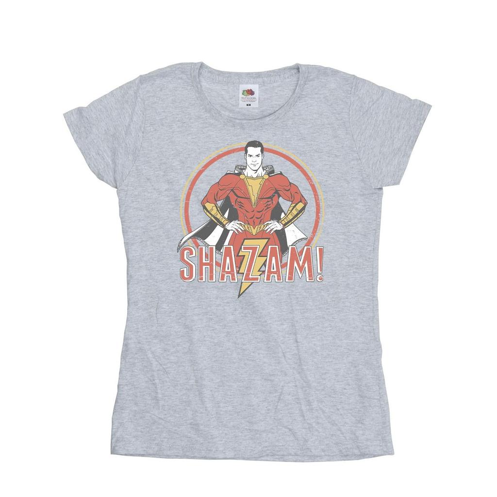 DC Comics Womens/Ladies Shazam Retro Circle Distressed Cotton T-Shirt