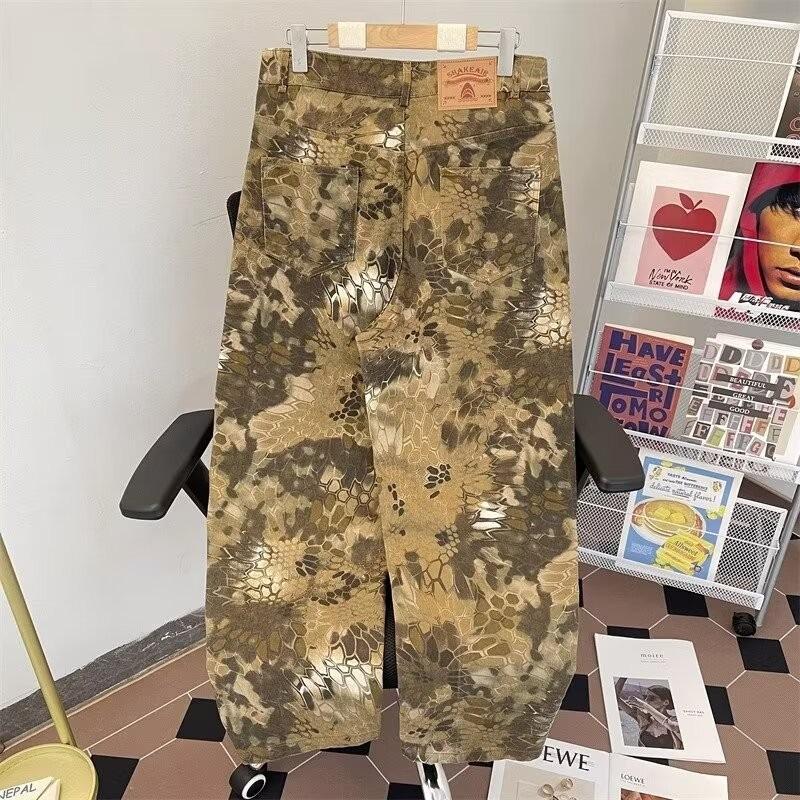 

Мужской летний камуфляжный комбинезон с широкими штанинами — модный американский уличный стиль XL коричневый