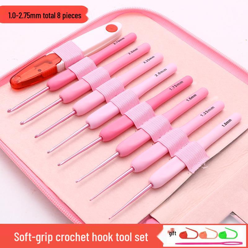 Beginner Soft-Grip Crochet Hook Set for DIY Knitting and Micro-Hooking