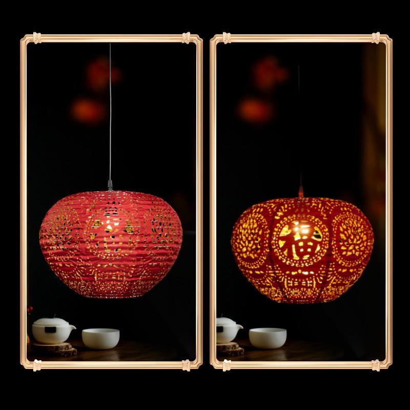 Солнечная электростанция Китайский стиль Красный фонарь Полый Наружный подвесной фонарь Украшение на Новый год Весенний фестиваль Украшение для вечеринки as shown