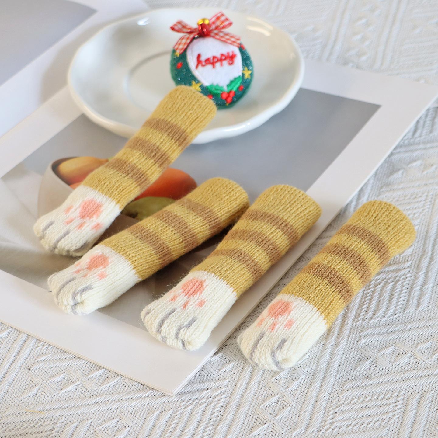 

Table Chair Foot Cover Pad Protective Stool Foot Cover Leg Cover, Double-layer Thickened Knitted Chair Foot Cover Silent Non-slip Foot Cover 4pcs