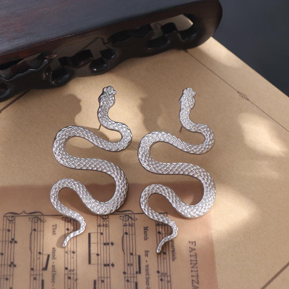 Exaggerated Animal Snake Stud Earrings Sexy Metal Earrings Snake Shaped Earrings Girl Rock Jewelry