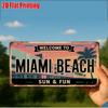 D Flatpc Vintage Metal Sign for Decorationg Only Outdoor Wall Art (xcm) MIAMI BEACH Aluminum SignRetro Travel Decor
