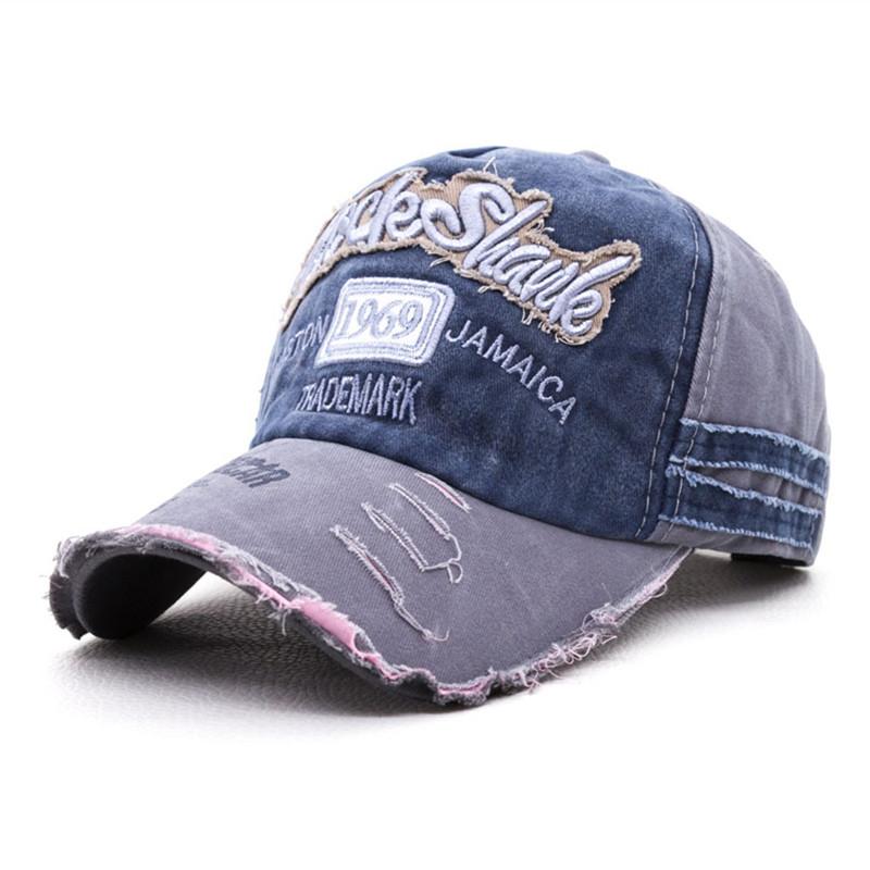 Old cap color matching pure cotton sunshade baseball cap curved brim hat adjustable large brim retro style