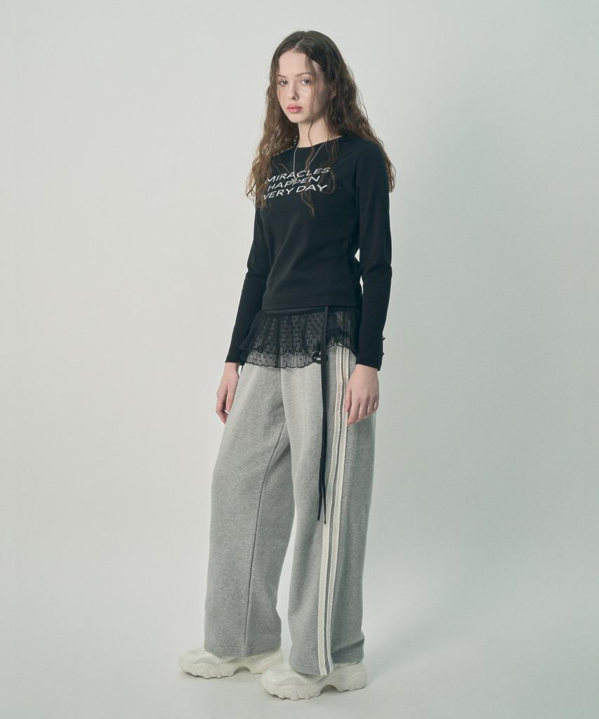 Mihebeu Slogan Long Sleeve Black