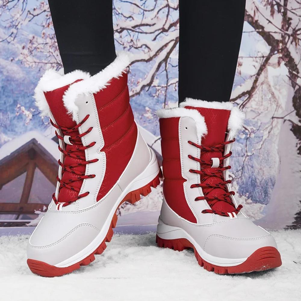 Women Boots Waterproof Heels Boots For Winter Platform Ankle Boots Keep Warm Snow Shoes Plush Outdoor Short Boots