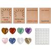 24pcs Valentine Heart Cards with Natural Crystal Stones 8 Different Polished Stones for Classroom Exchange School Activities